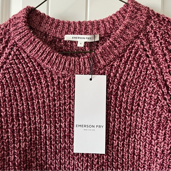 NWT Emerson Fry Ryan Heavy Sweater in Marled Dusty Rose & Merlot, Size Small - Picture 7 of 9